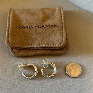 David Yurman Silver and Gold Twist Earring with Diamonds